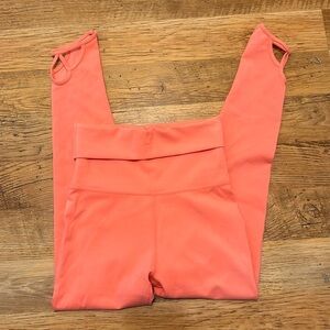 Free People Movement Hot Pink Leggings Ankle Cut Out Fold Over Waist Band A19